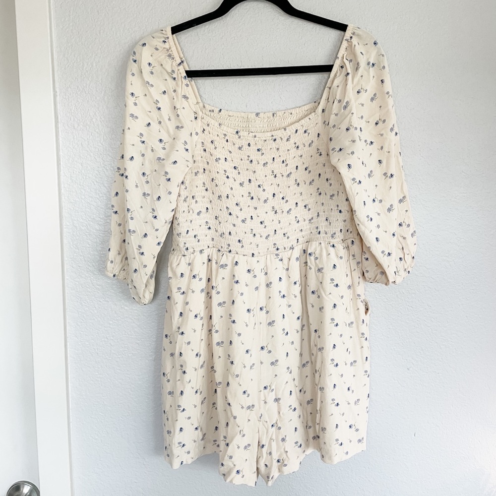 Ivory and blue floral American Eagle romper